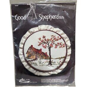 Vintage DMC Floss Good Shepherd Cross Stitch Kit Country Cottage Design